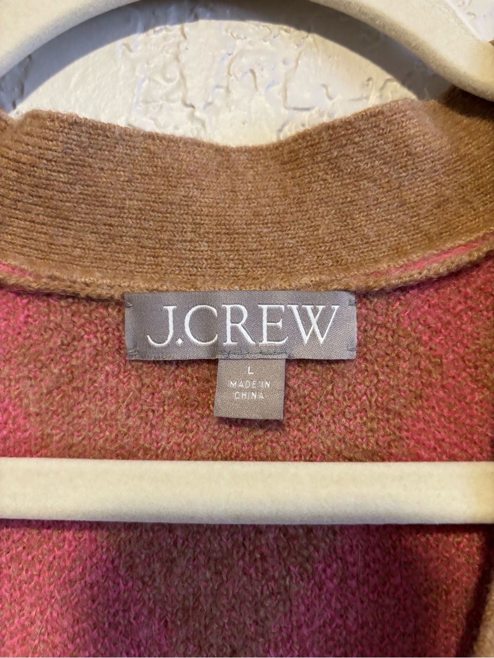 J.Crew Pink Sweater with Brown Trim